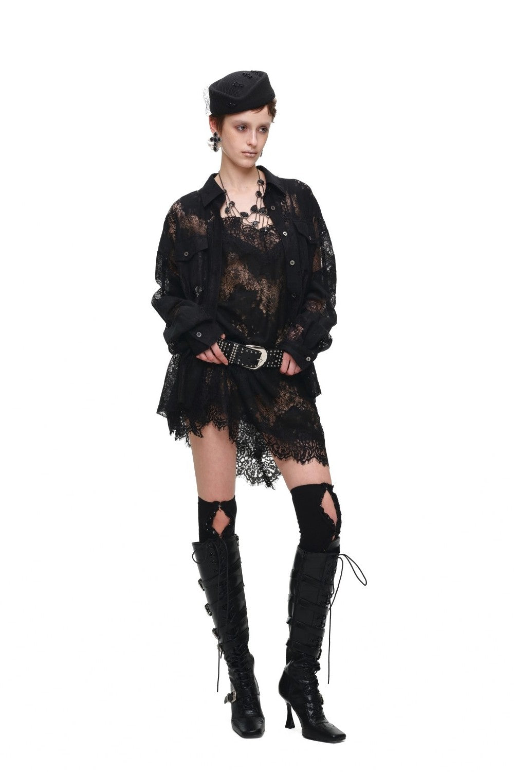 Cinched Romance Lace Blouse