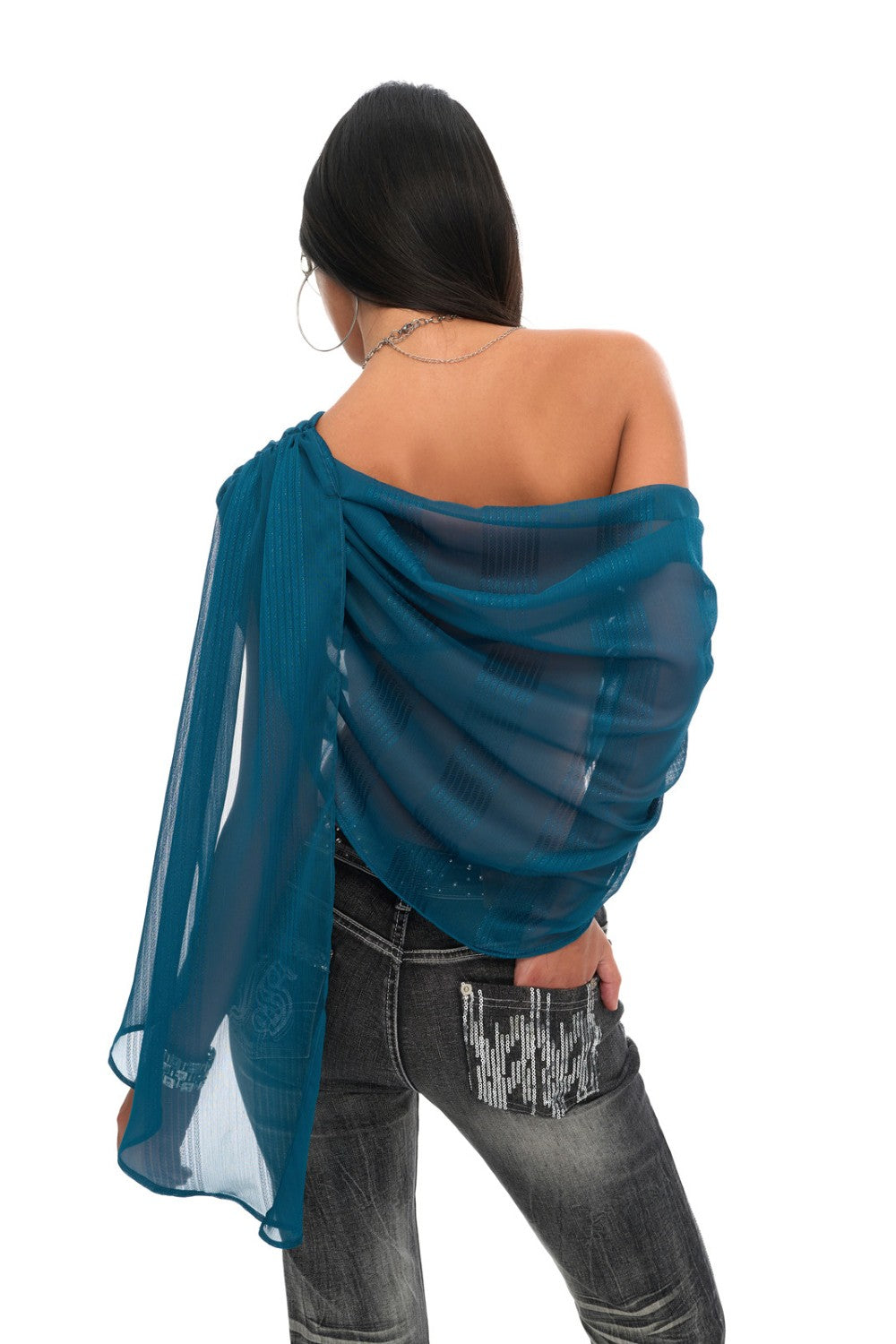 Sapphire Ruched Mesh Top