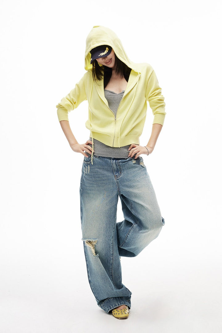 Lemon Knit Hooded Jacket