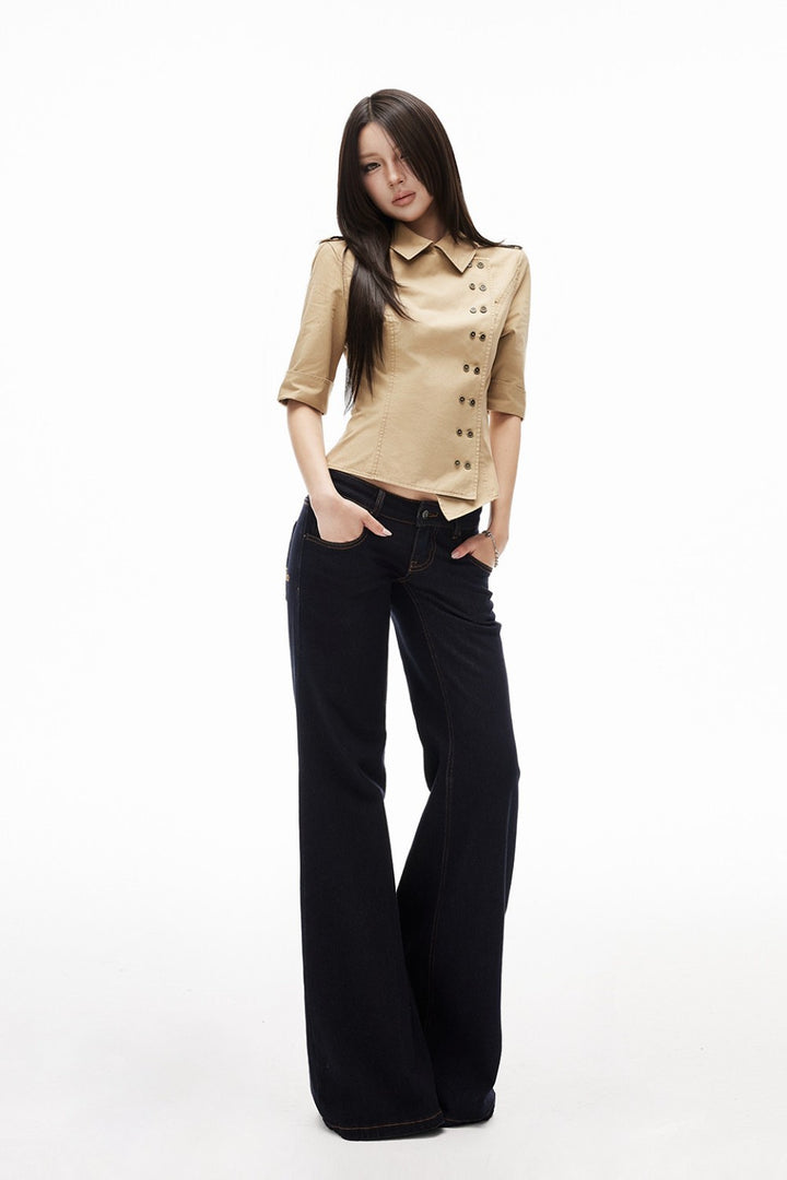 Camel Asymmetric Cotton Top