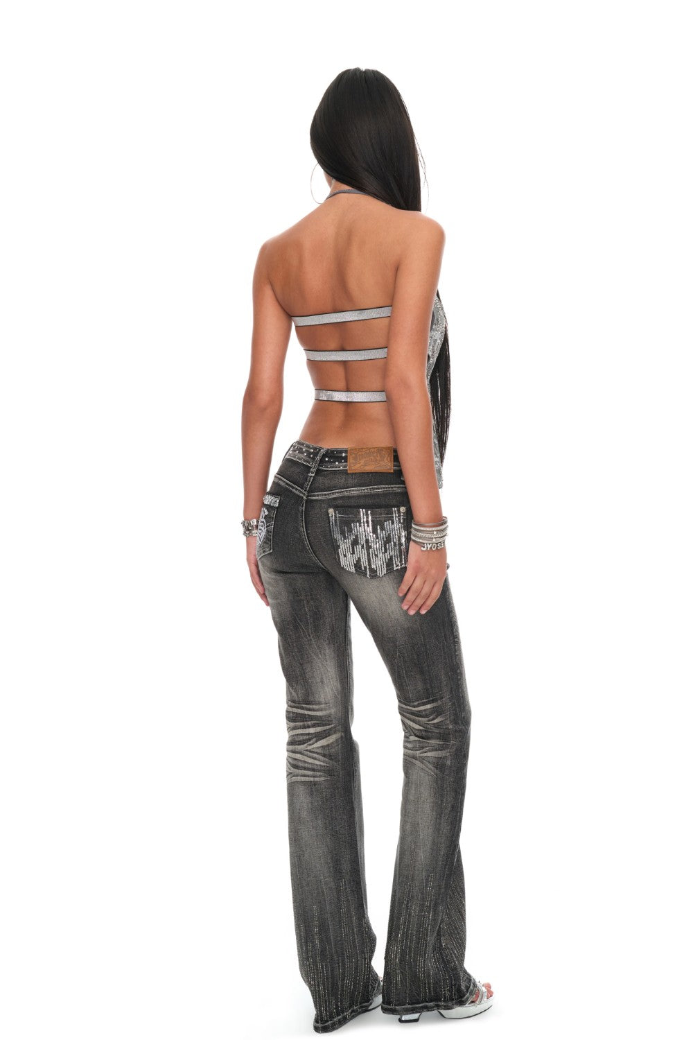Backless Sequin Halter Top