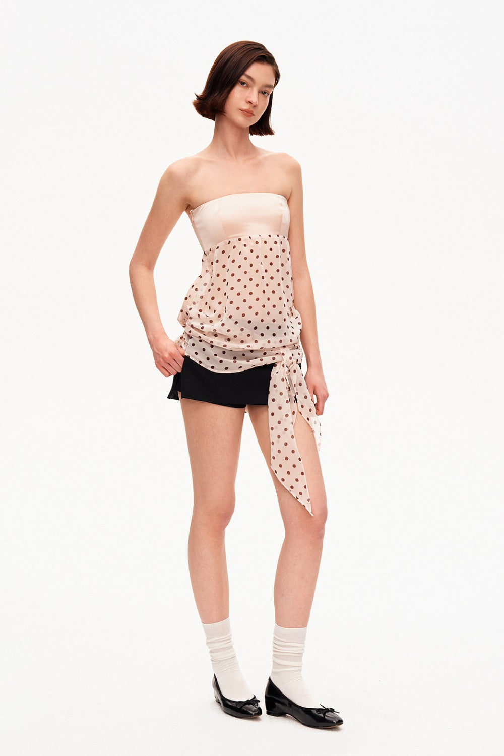 Mina Polka Mesh Tube Top