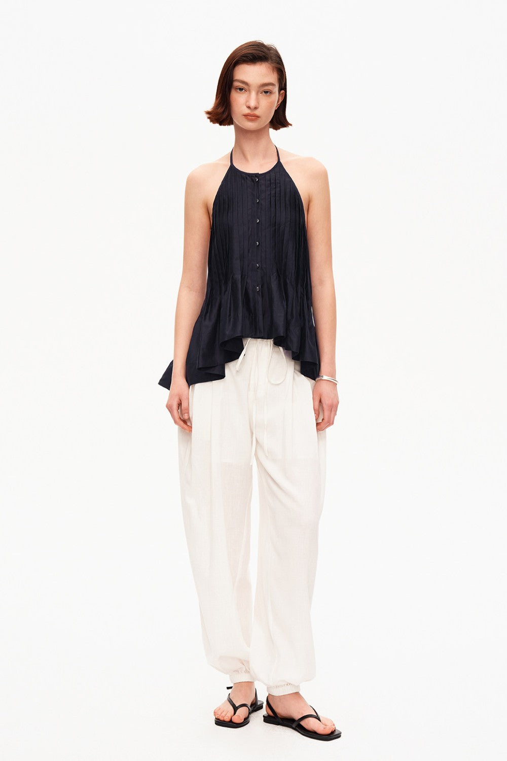 Pleated Chiffon Halter Top