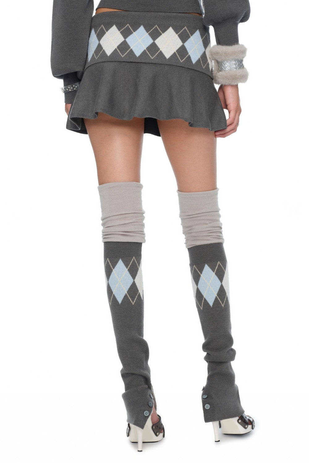 Amelie Knit Argyle Legwarmers