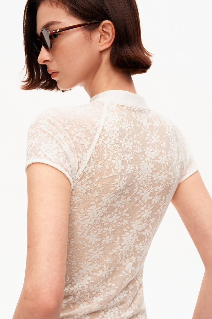Floral Lace Mockneck Top