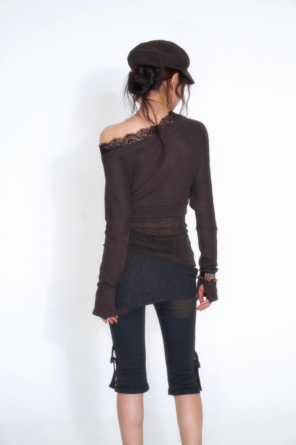 Crossed Wrap Denim Capris