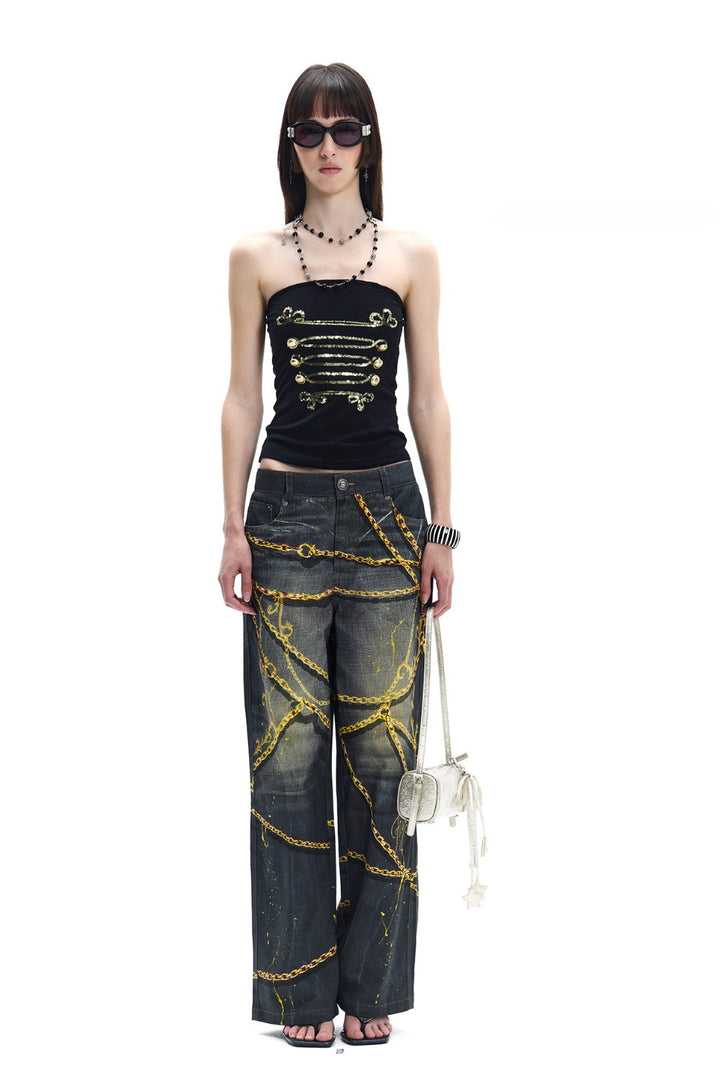Royal Embroidered Tube Top
