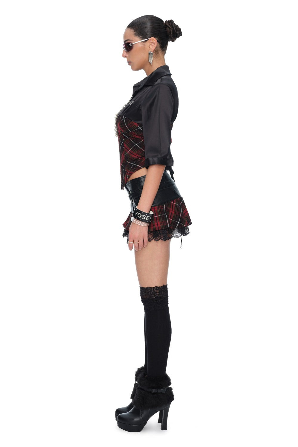 Valerie Plaid Leather Mini Skirt