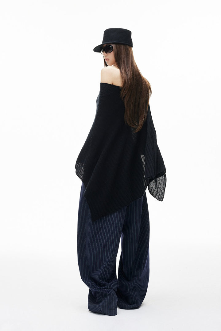 Kaia Off-Shoulder Draped Poncho