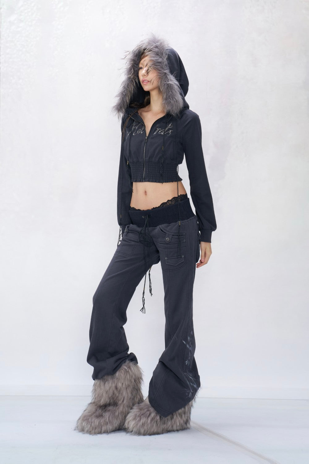 Crystal Fur-Trimmed Jacket