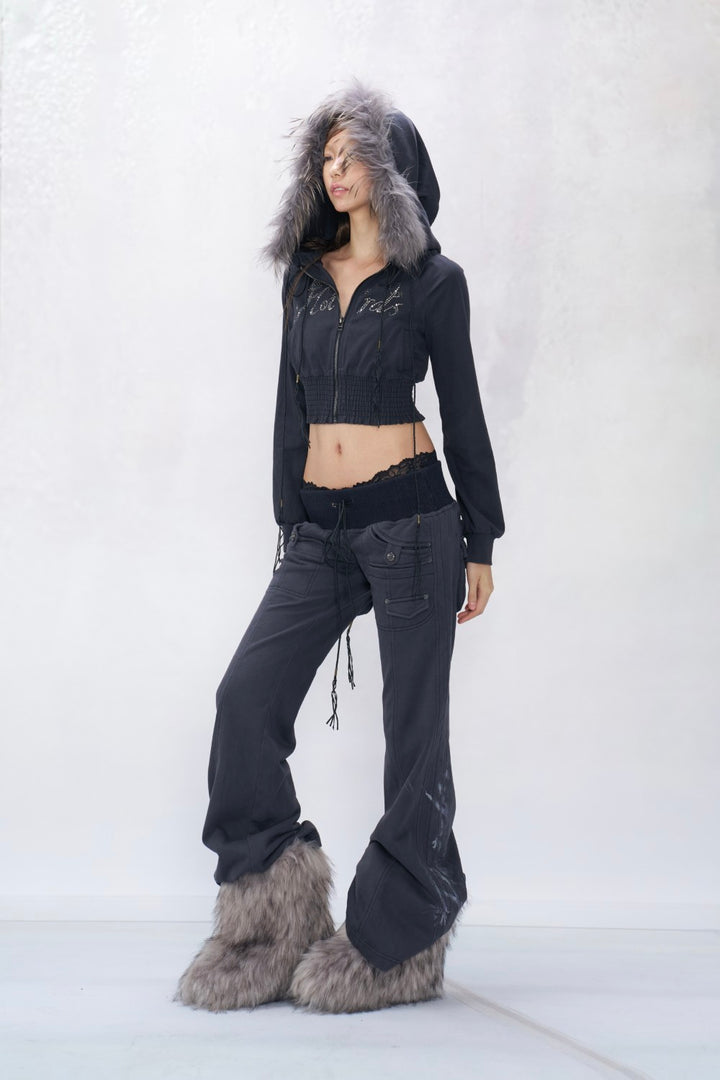 Crystal Fur-Trimmed Jacket