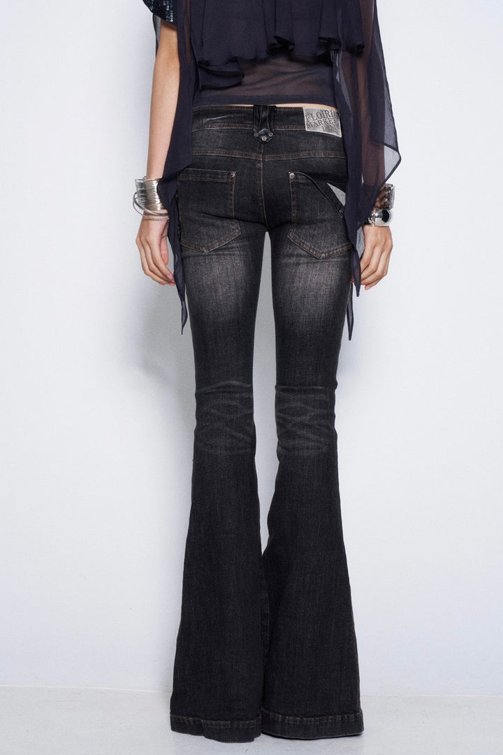 Kira Washed Studded Flare Jeans