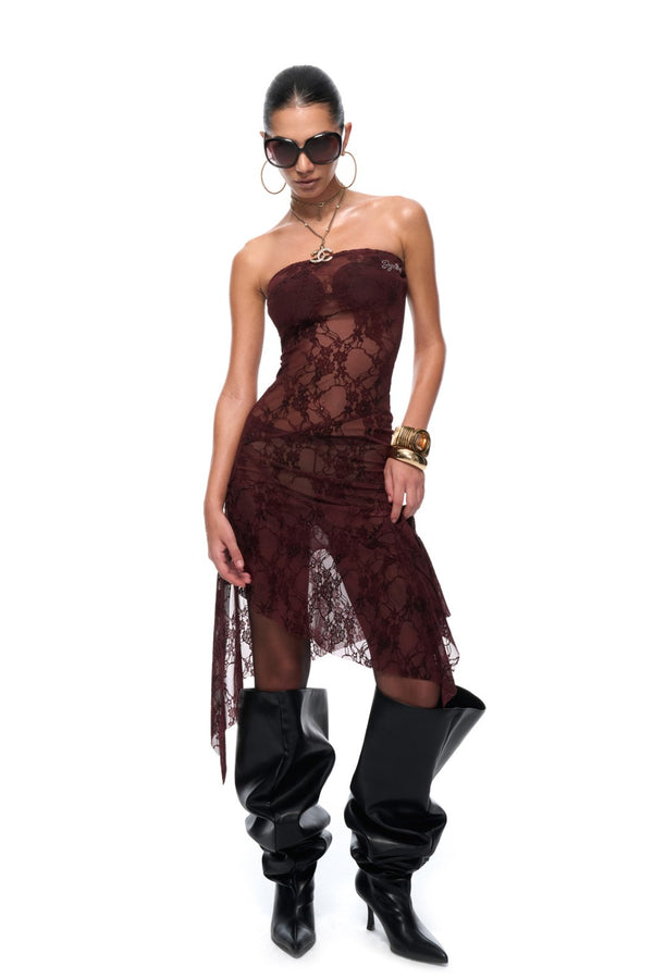 Rouge Lace Strapless Dress