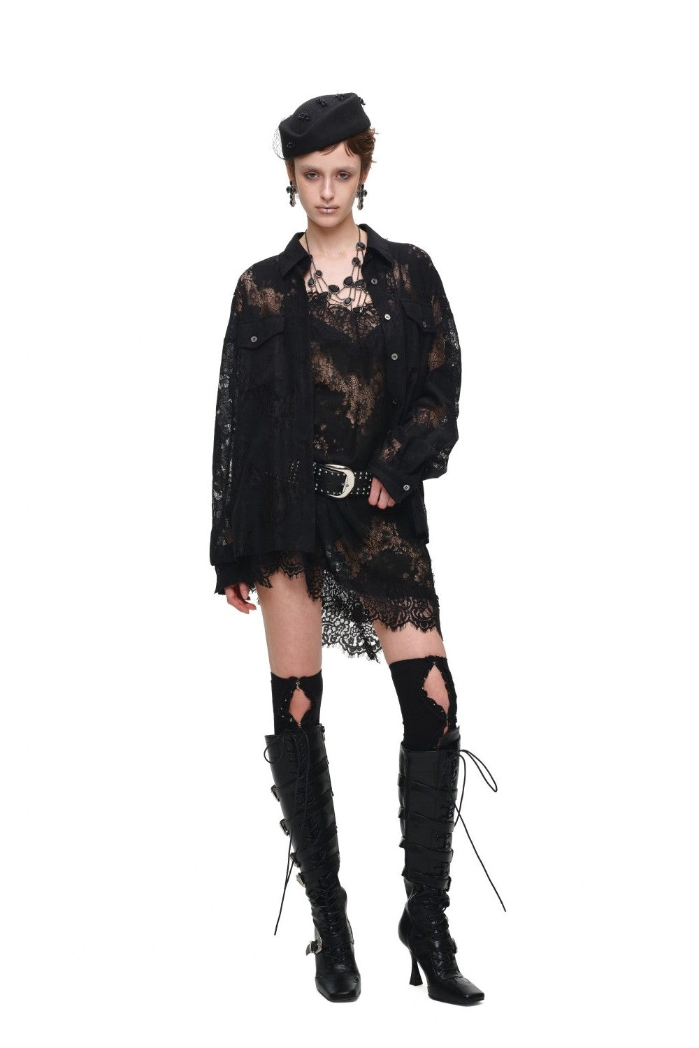 Cinched Romance Lace Blouse