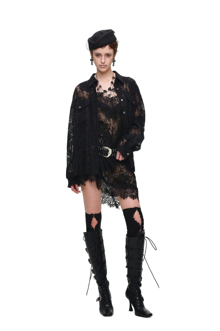 Cinched Romance Lace Blouse