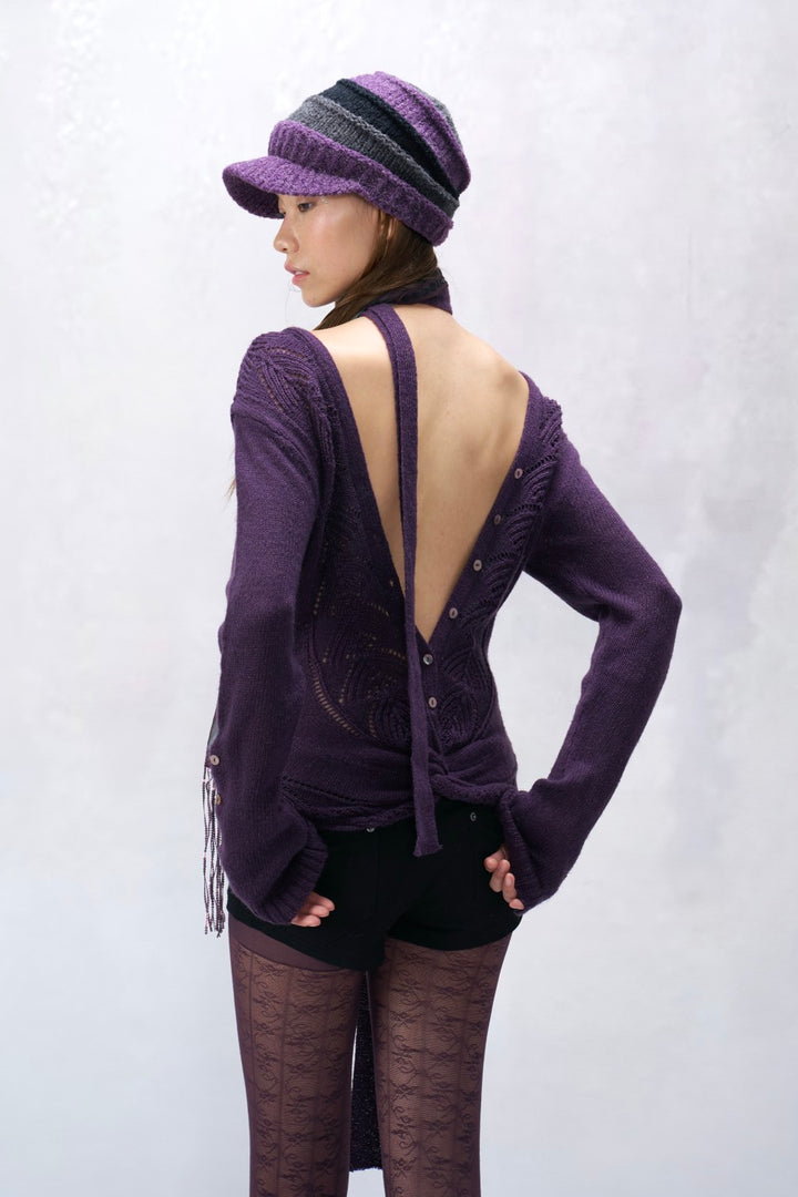 Knit Twist V-Neck Sweater