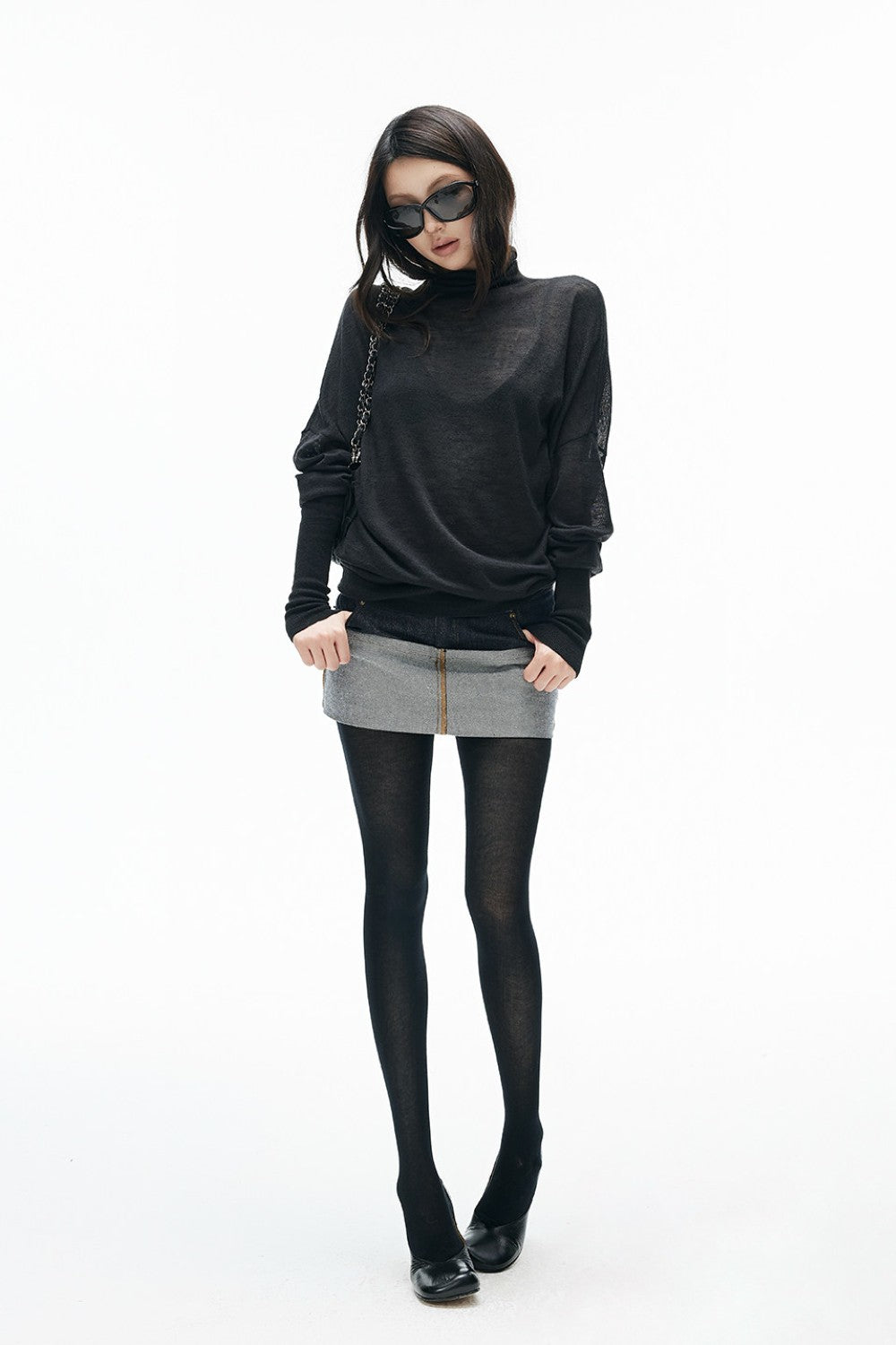 Batwing Turtleneck Knit Sweater