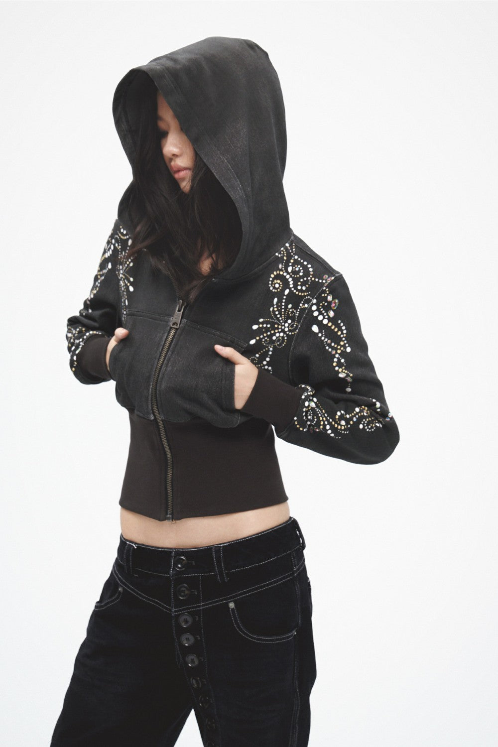 Gia Rhinestone Floral Hoodie
