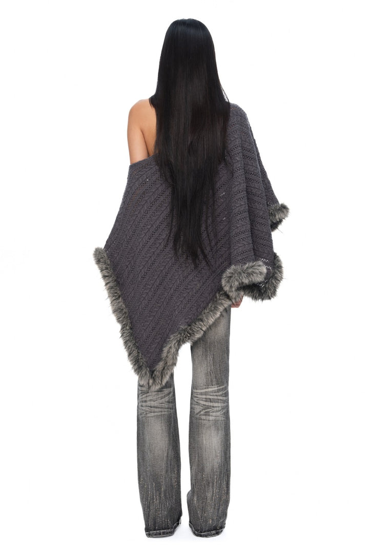 Celine Slanted Neck Poncho