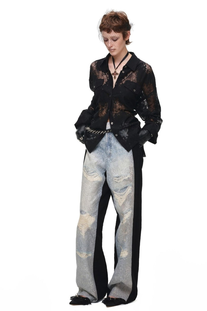 Cinched Romance Lace Blouse