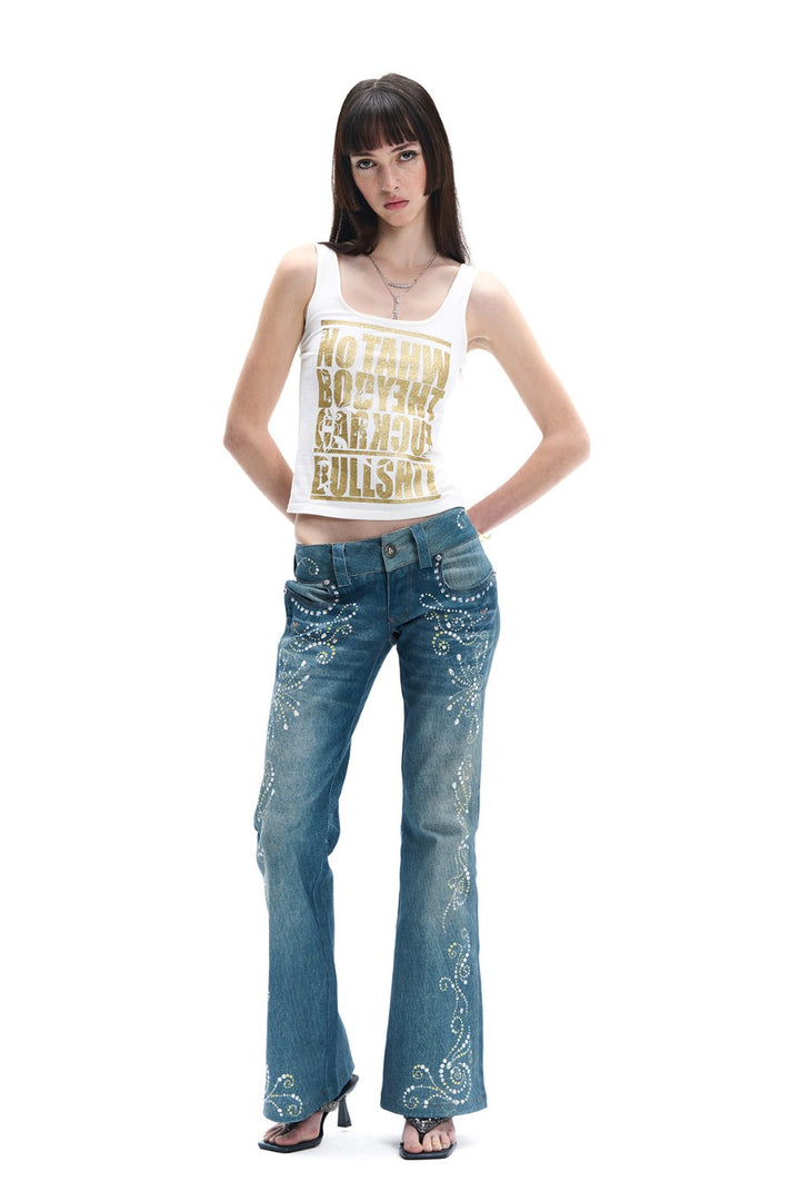 Vintage Rhinestone Flare Jeans