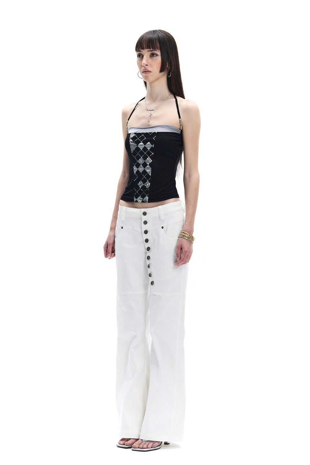 Mia Asymmetrical Button Jeans