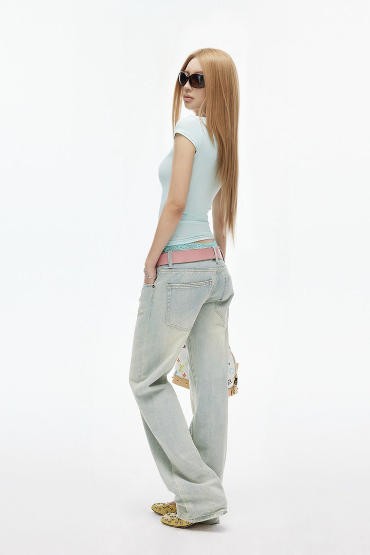 Low-Rise Light Wash Jeans
