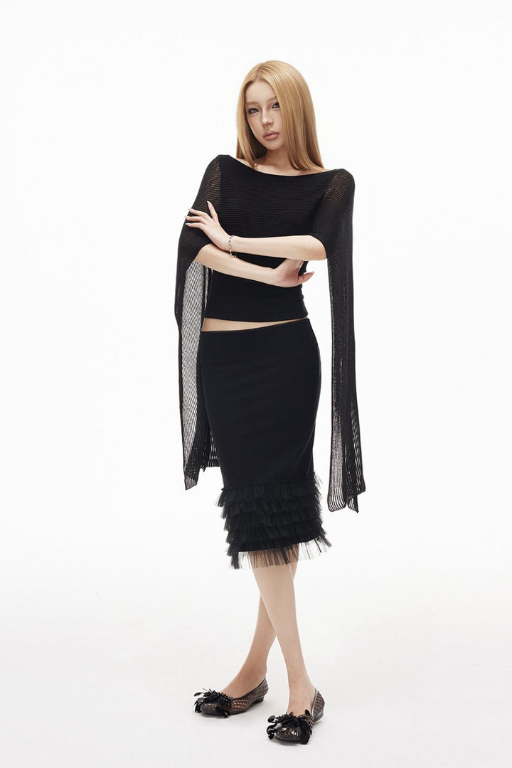 Layered Sheer Scarf Top