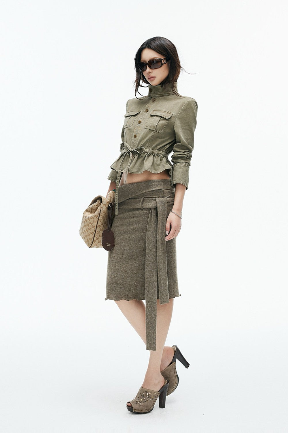 Cropped Utility Peplum Jacket