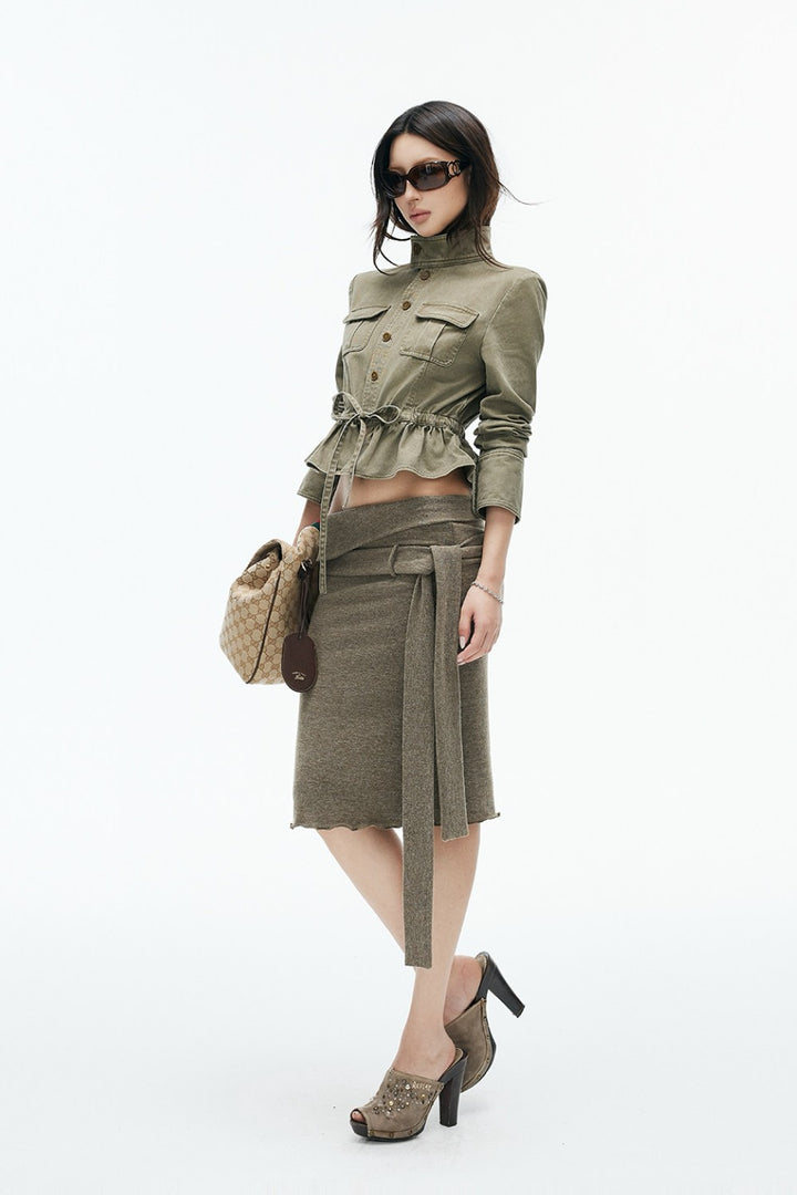Cropped Utility Peplum Jacket