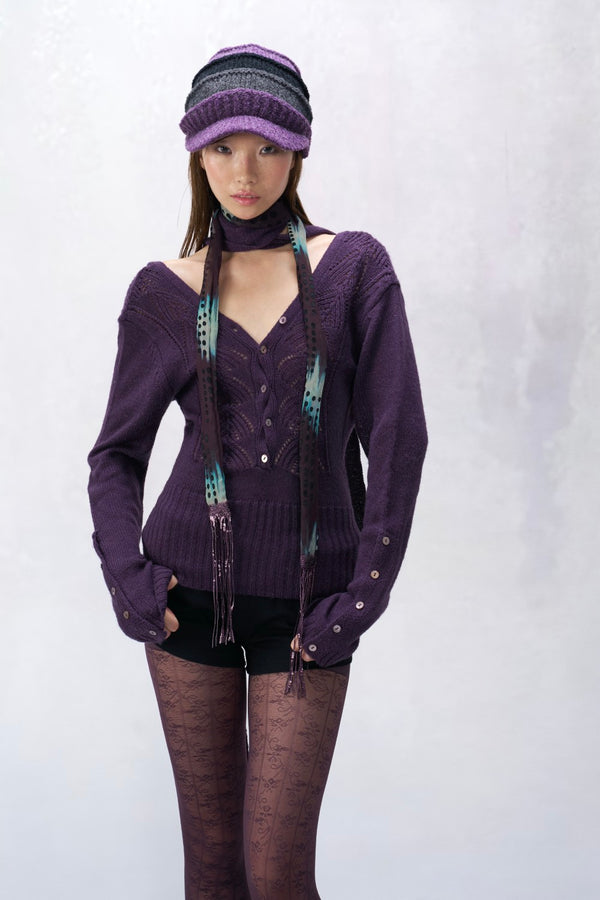 Knit Twist V-Neck Sweater