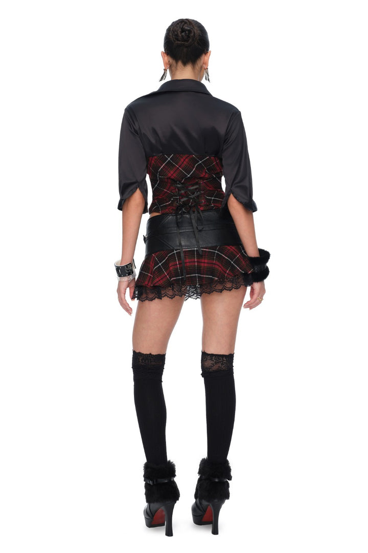 Scarlet Cinched Plaid Shirt