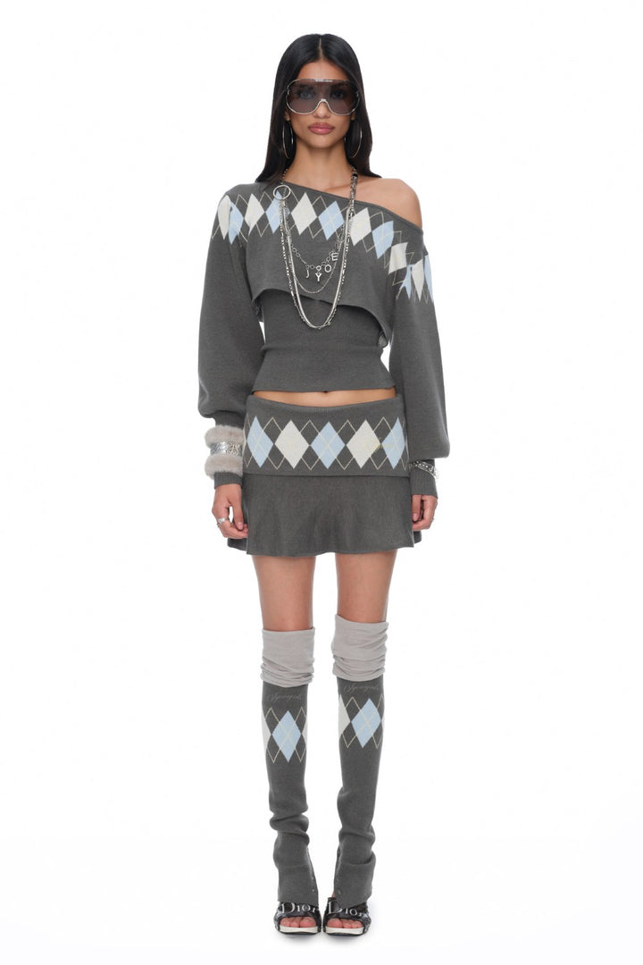 Amelie Knit Argyle Legwarmers