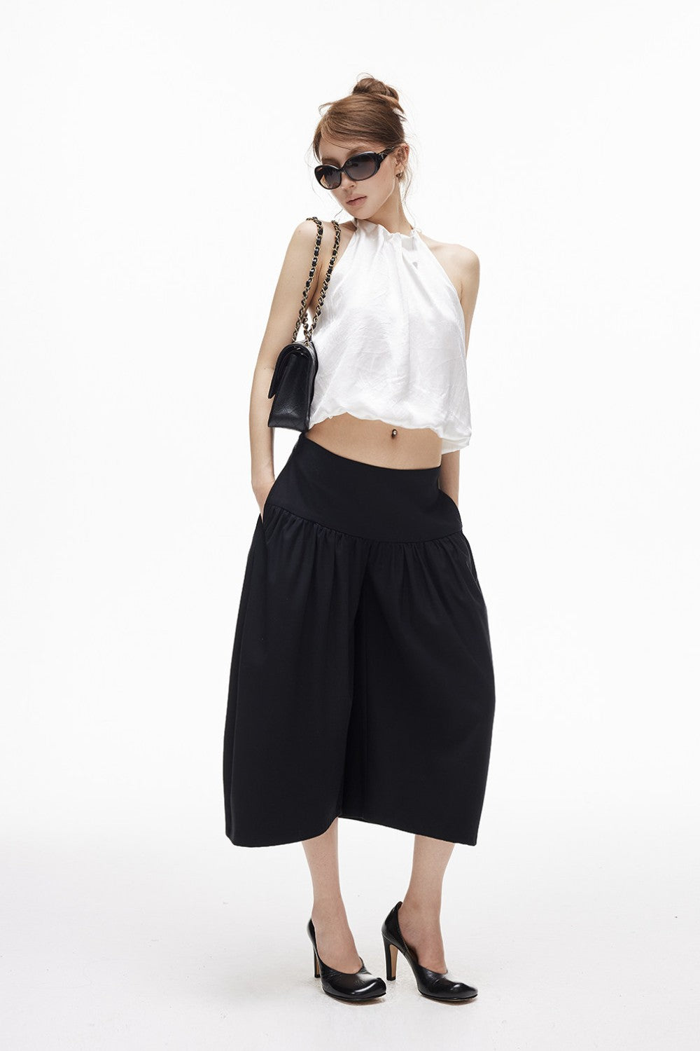 Draped Barrel Crop Pants