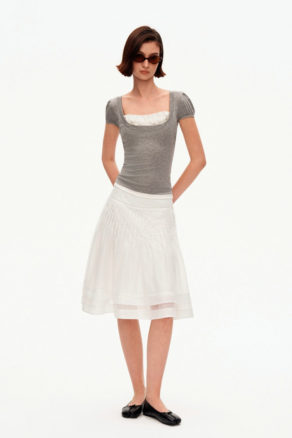 Clara Pleated A-Line Skirt