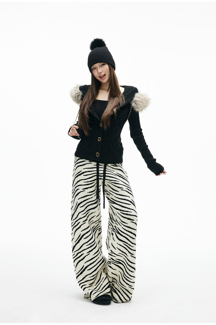 Elara Button-Up Fur Cardigan