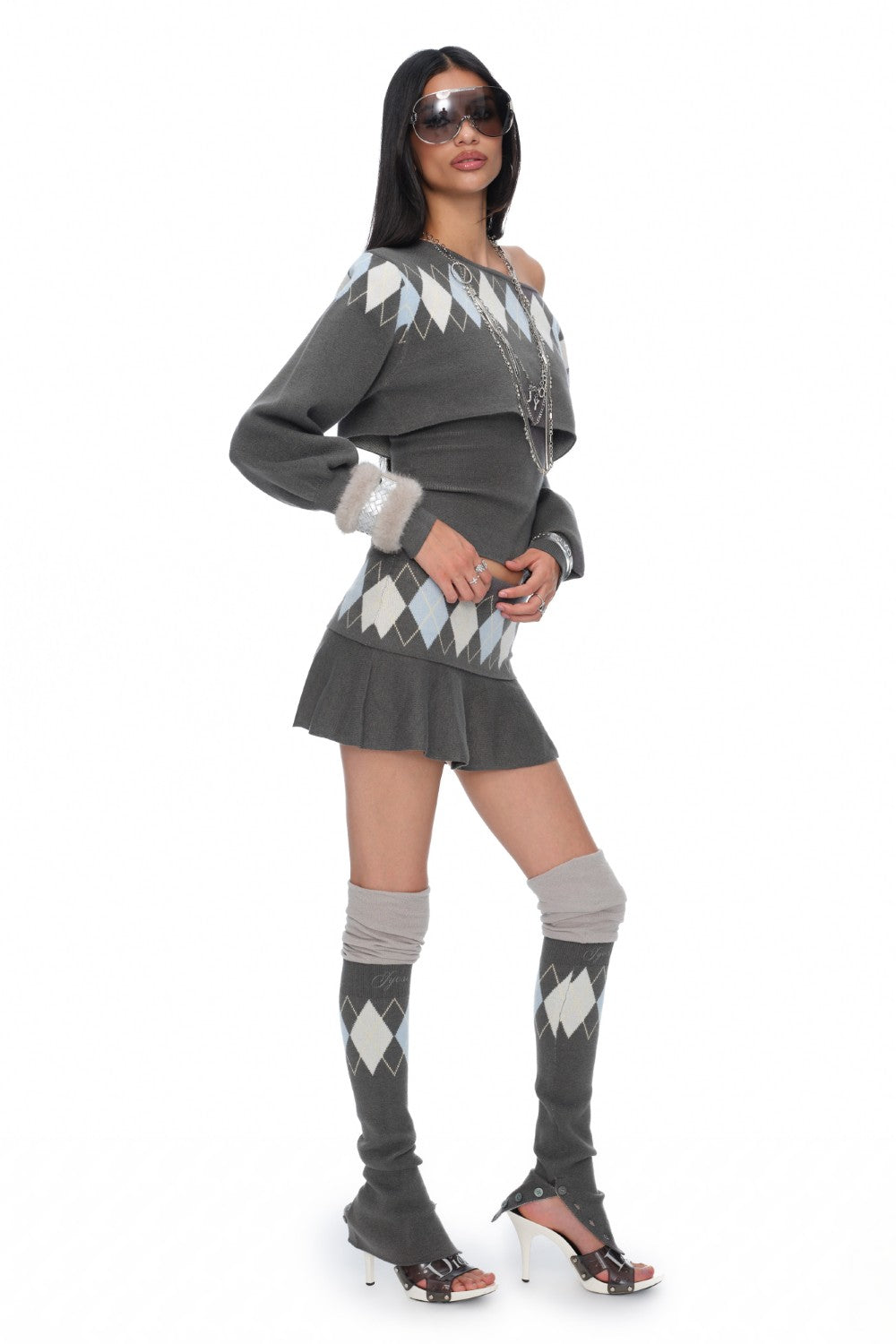 Amelie Pleated Argyle Skirt