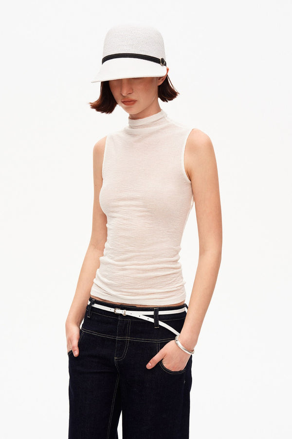Open Back Turtleneck Top