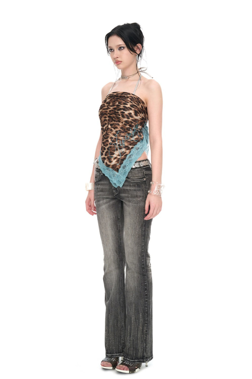 Leopard Lace Bandana Top