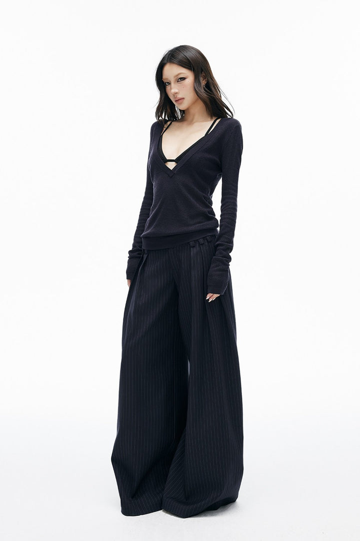 Leni Pinstripe Pleated Trousers