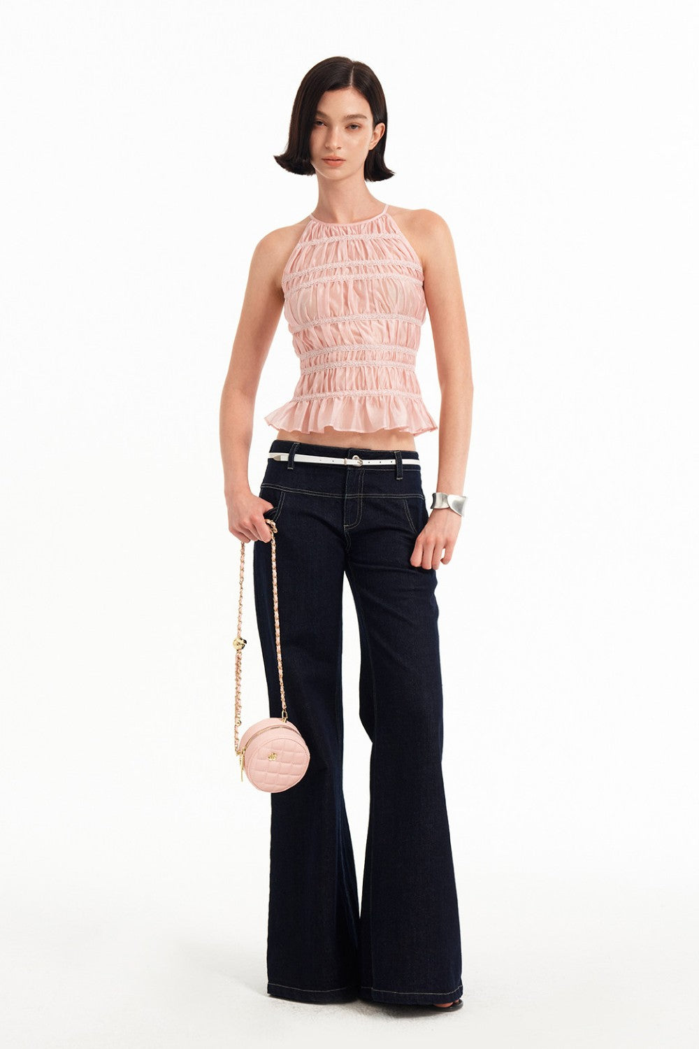 Rosette Ruched Halter Top