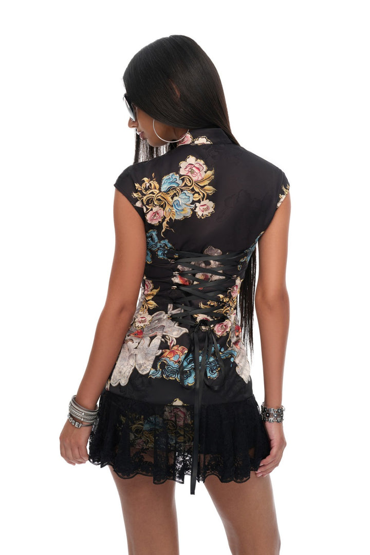 Noir Oriental Floral Dress