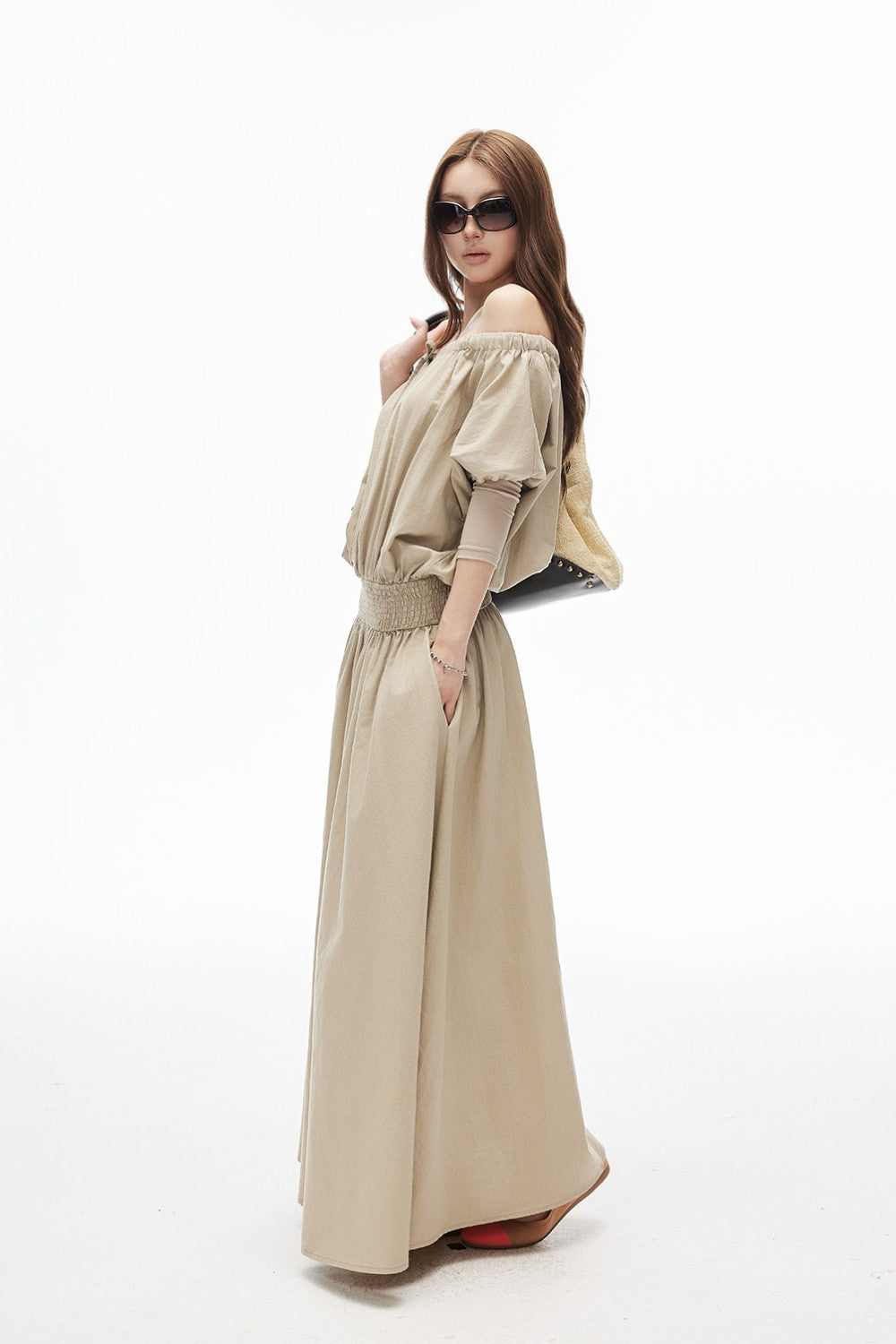 Smocked Off-Shoulder Bardot Dress