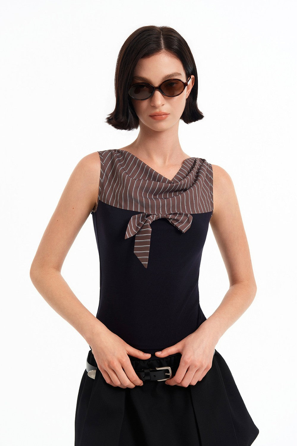 Monaco Striped Scarf Top