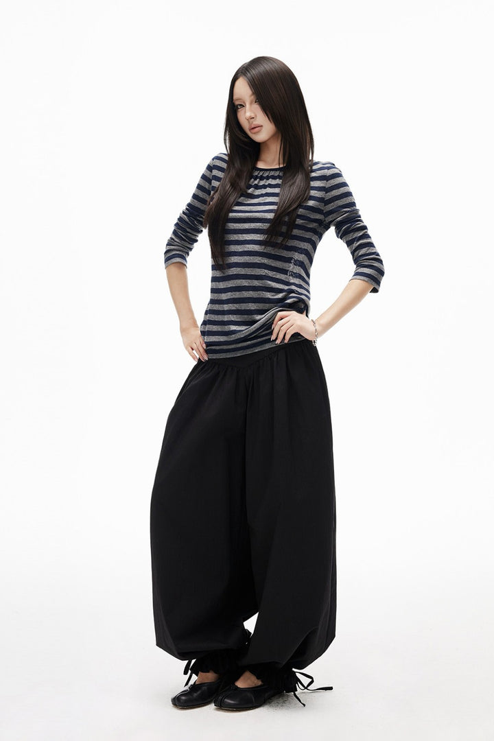 Noir Ribbon Harem Pants