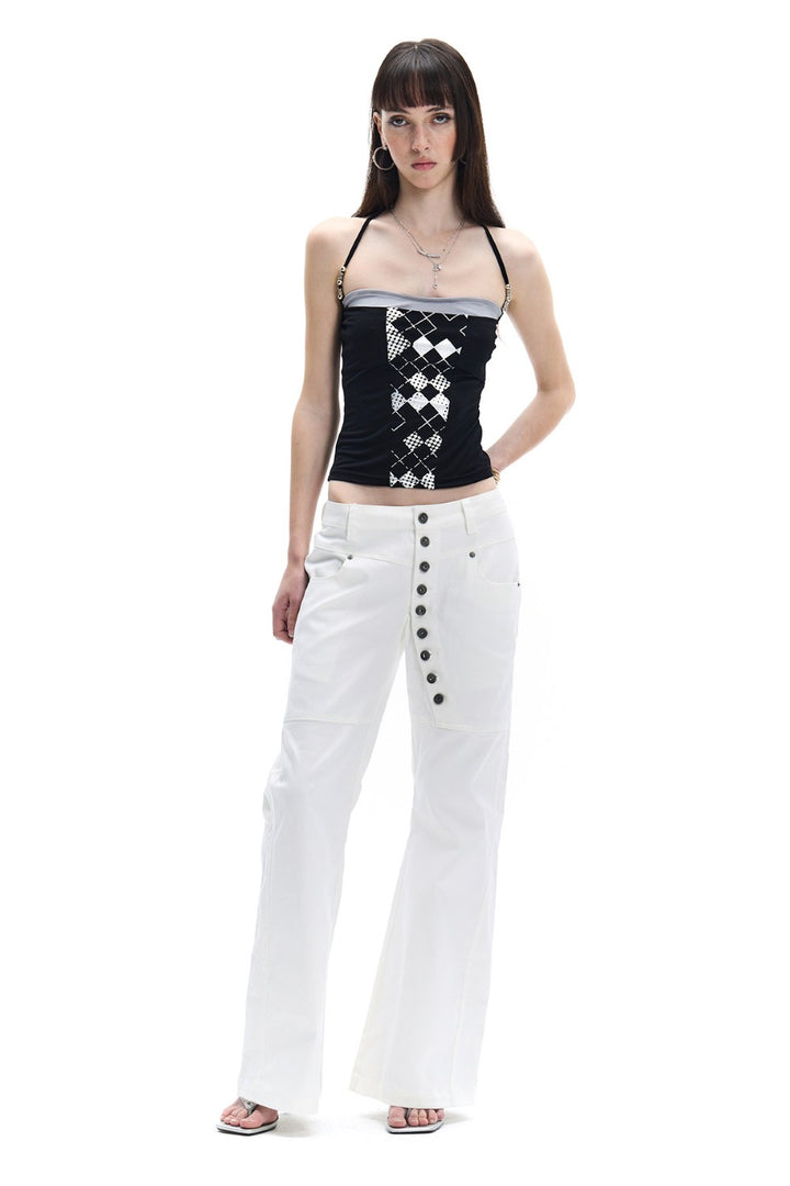 Mia Asymmetrical Button Jeans