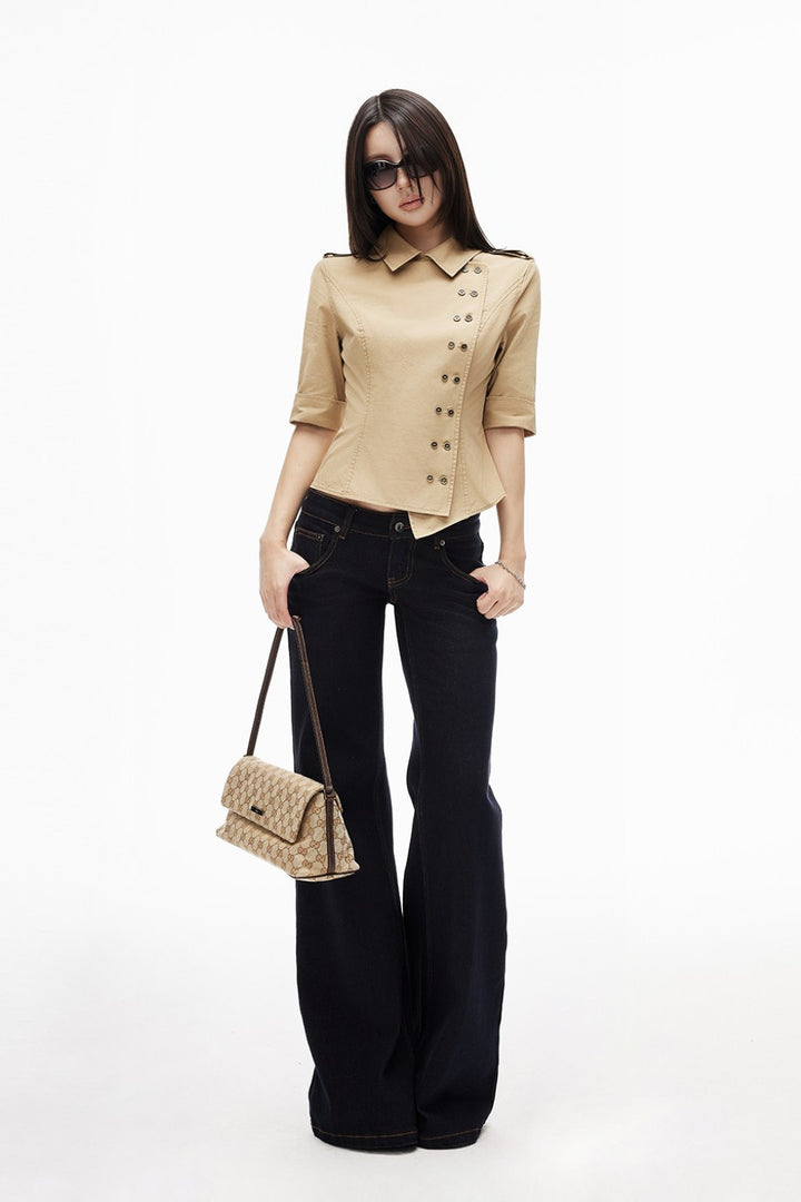 Camel Asymmetric Cotton Top