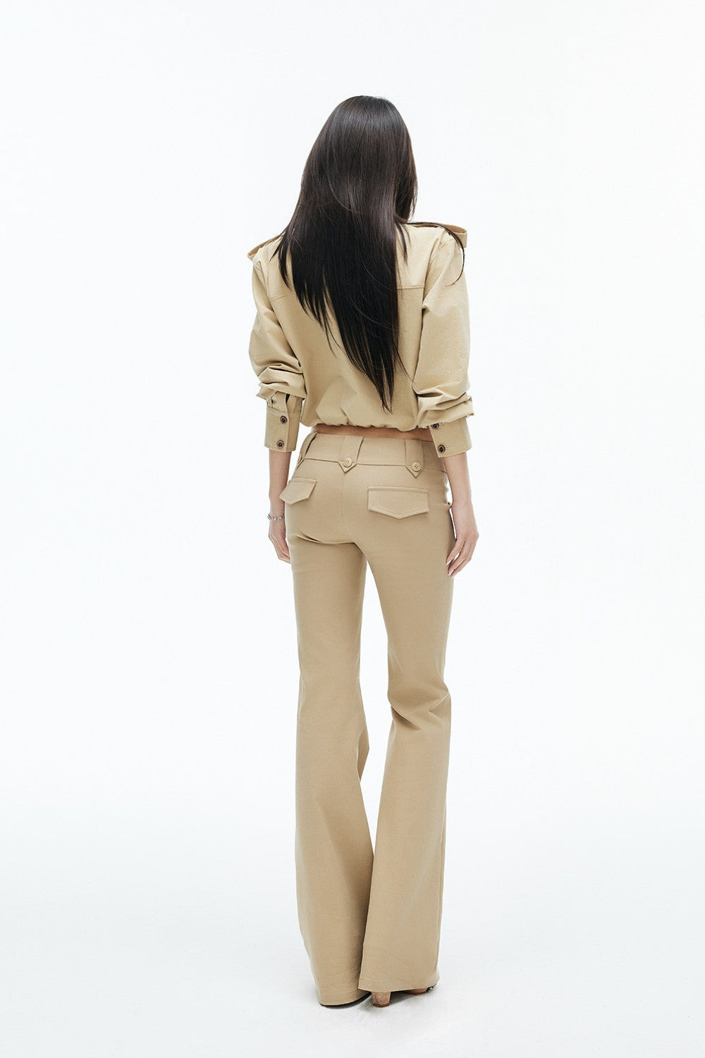 Evie Side-Button Flare Trousers