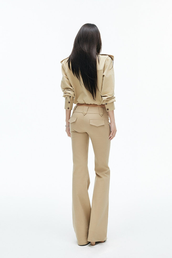 Evie Side-Button Flare Trousers