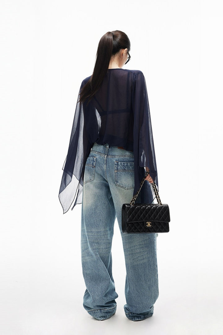 Deep Ocean Wrap Blouse